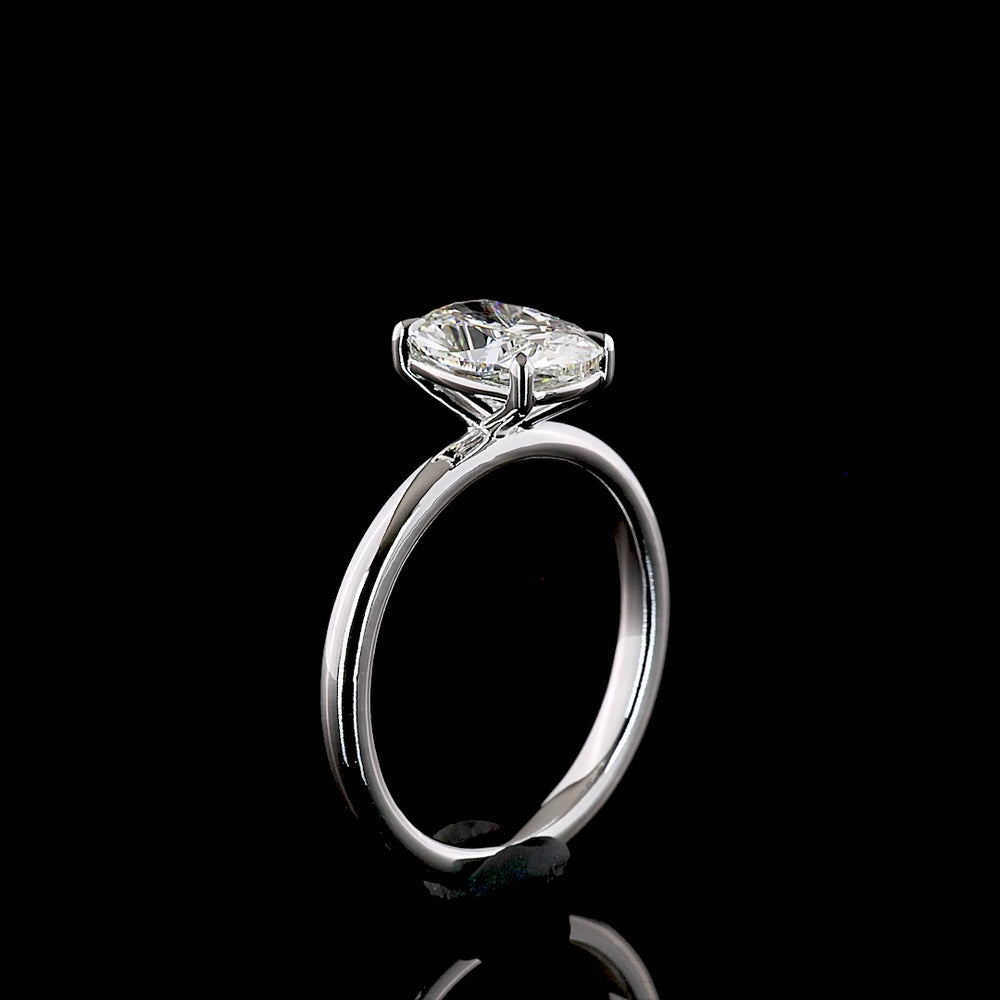 14K White Gold Solitaire Ring with 1.45 Carat Cushion Brilliant Cut Lab Diamond - D VVS2 Clarity IGI Certified - Covaloro Fine Jewelry