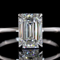 14K White Gold Solitaire Ring with 2.16 Carat Emerald Cut Lab Diamond in North-South Setting - D VVS2 IGI Certified - Covaloro Fine Jewelry