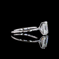 14K White Gold Solitaire Ring with 2.16 Carat Emerald Cut Lab Diamond in North-South Setting - D VVS2 IGI Certified - Covaloro Fine Jewelry
