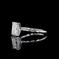 14K White Gold Solitaire Ring with 2.16 Carat Emerald Cut Lab Diamond in North-South Setting - D VVS2 IGI Certified - Covaloro Fine Jewelry
