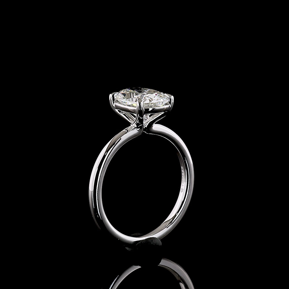 14K White Gold Solitaire Ring with 2.52 Carat Cushion Brilliant Lab-Grown Diamond - E-F Color, VS1 Clarity, IGI Certified - Covaloro Fine Jewelry