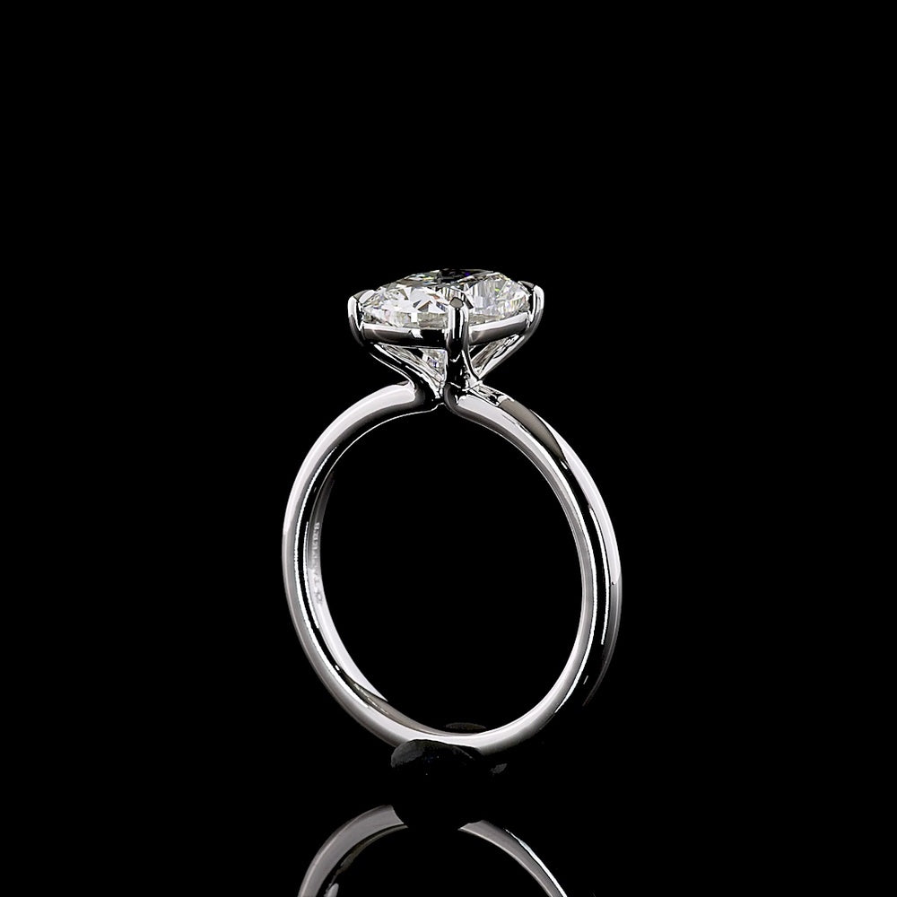14K White Gold Solitaire Ring with 2.52 Carat Cushion Brilliant Lab-Grown Diamond - E-F Color, VS1 Clarity, IGI Certified - Covaloro Fine Jewelry