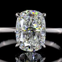 14K White Gold Solitaire Ring with 2.52 Carat Cushion Brilliant Lab-Grown Diamond - E-F Color, VS1 Clarity, IGI Certified - Covaloro Fine Jewelry