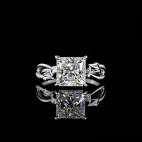 14K White Gold Solitaire Ring with 3.06 Carat Princess Cut Lab Diamond - E-F Color, VS1 Clarity - Covaloro Fine Jewelry