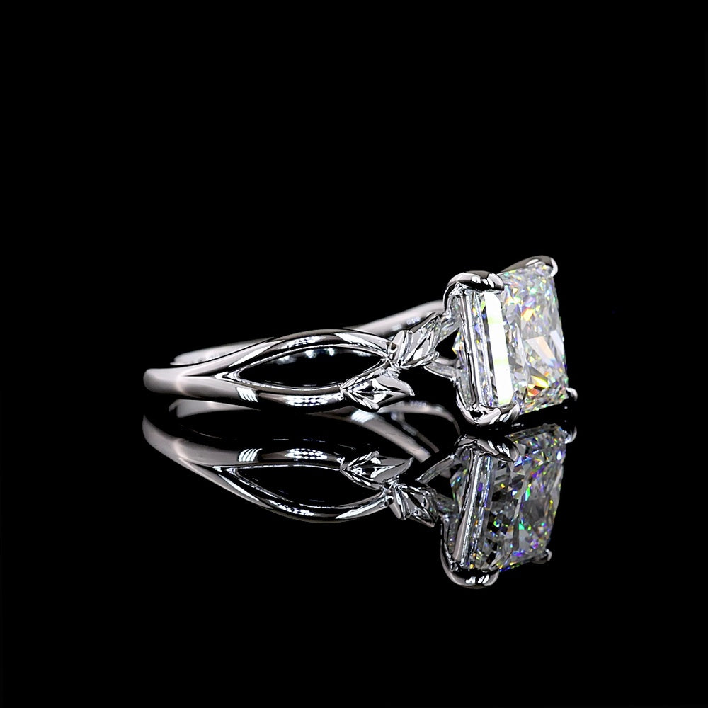14K White Gold Solitaire Ring with 3.06 Carat Princess Cut Lab Diamond - E-F Color, VS1 Clarity - Covaloro Fine Jewelry