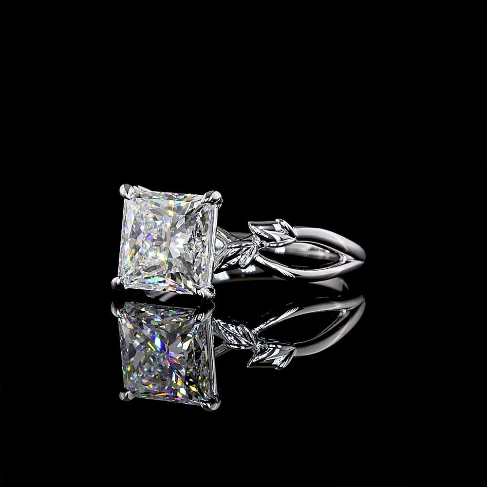 14K White Gold Solitaire Ring with 3.06 Carat Princess Cut Lab Diamond - E-F Color, VS1 Clarity - Covaloro Fine Jewelry