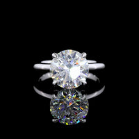 14K White Gold Solitaire Ring with 4.02 Carat Round Brilliant Cut Lab-Grown CVD Diamond - E VVS2 GIA Certified - Covaloro Fine Jewelry