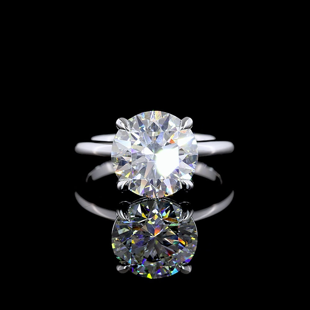 14K White Gold Solitaire Ring with 4.02 Carat Round Brilliant Cut Lab-Grown CVD Diamond - E VVS2 GIA Certified - Covaloro Fine Jewelry