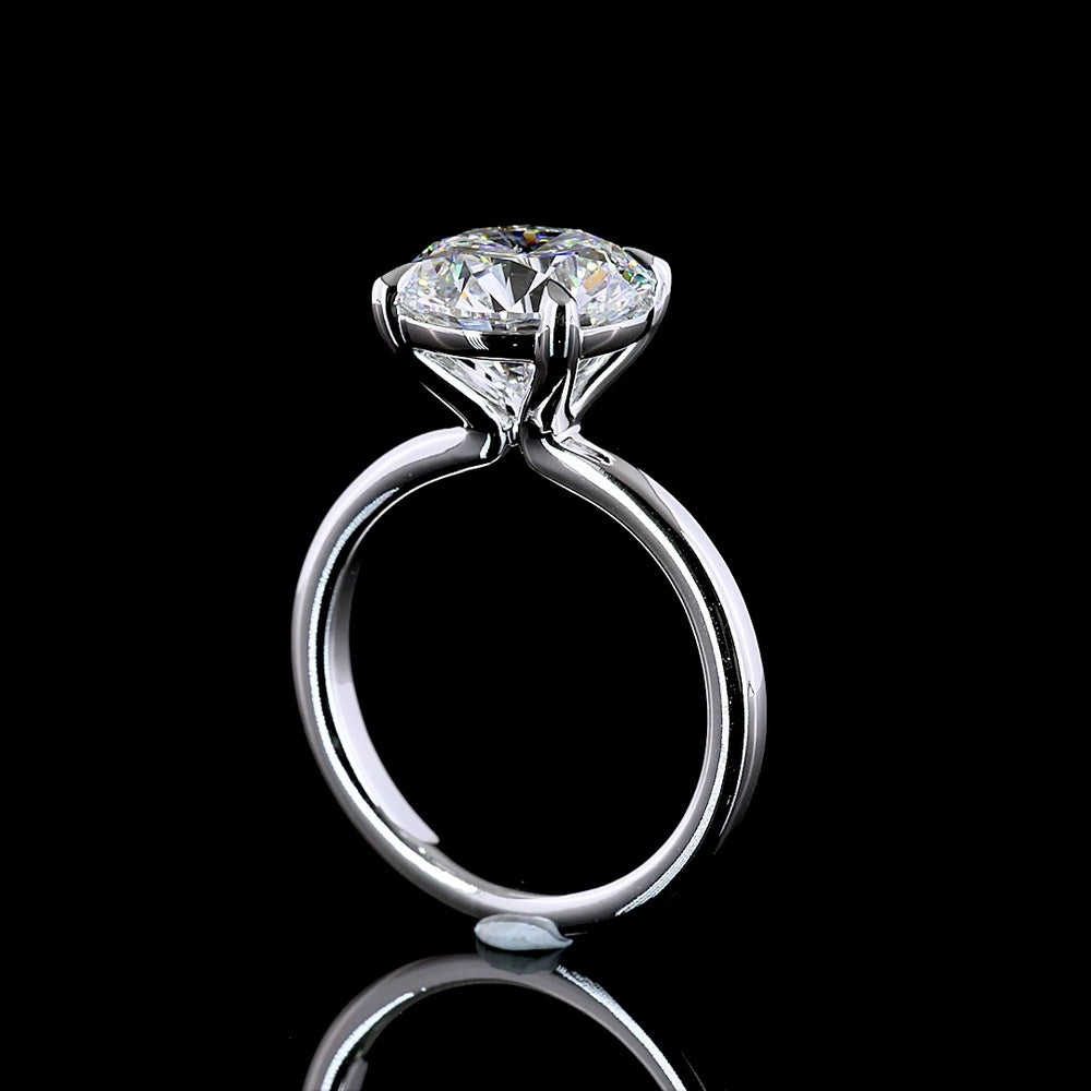 14K White Gold Solitaire Ring with 4.02 Carat Round Brilliant Cut Lab-Grown CVD Diamond - E VVS2 GIA Certified - Covaloro Fine Jewelry