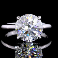 14K White Gold Solitaire Ring with 4.02 Carat Round Brilliant Cut Lab-Grown CVD Diamond - E VVS2 GIA Certified - Covaloro Fine Jewelry