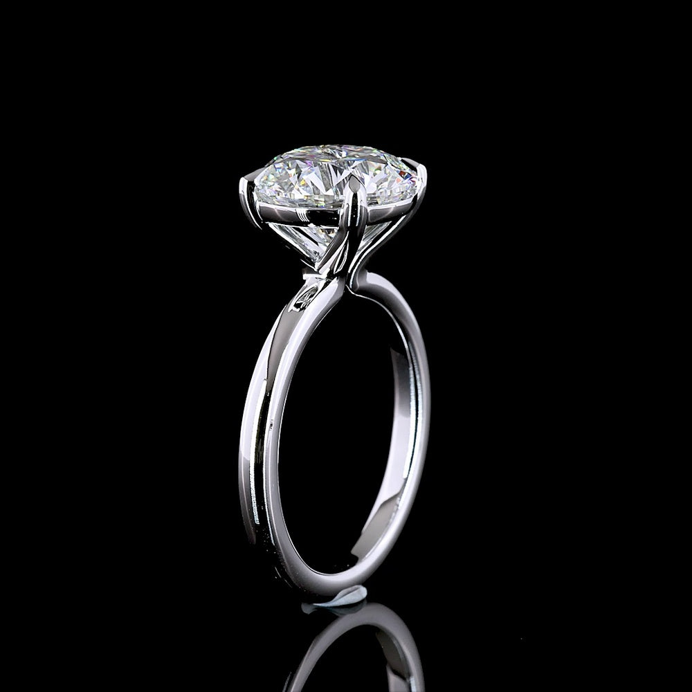 14K White Gold Solitaire Ring with 4.02 Carat Round Brilliant Cut Lab-Grown CVD Diamond - E VVS2 GIA Certified - Covaloro Fine Jewelry