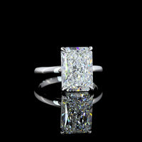 14K White Gold Solitaire Ring with 5.08 Carat Radiant Cut Lab-Grown Diamond, E-F Color VS2 Clarity, GIA Certified - Covaloro Fine Jewelry