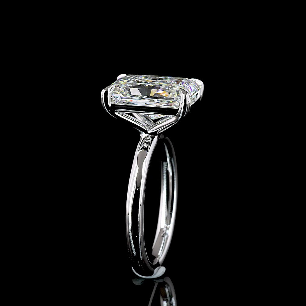 14K White Gold Solitaire Ring with 5.08 Carat Radiant Cut Lab-Grown Diamond, E-F Color VS2 Clarity, GIA Certified - Covaloro Fine Jewelry