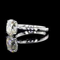 14K White Gold Solitaire Ring with Antique Cushion Cut Lab Diamond - 1.80 Carat Total Weight, I-J Color VS1 Clarity, IGI Certified - Covaloro Fine Jewelry