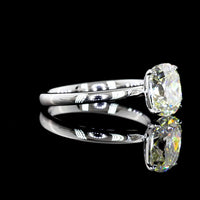 14K White Gold Solitaire Ring with Antique Cushion Cut Lab Diamond - 1.80 Carat Total Weight, I-J Color VS1 Clarity, IGI Certified - Covaloro Fine Jewelry