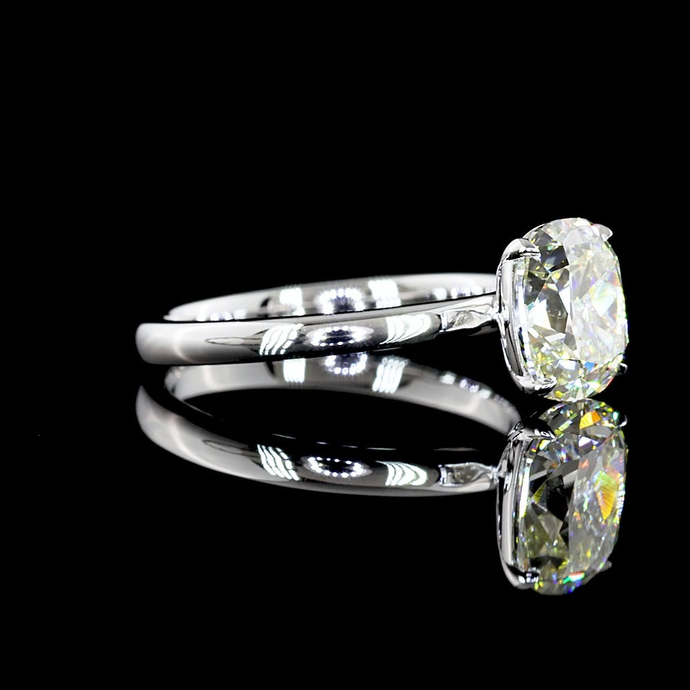 14K White Gold Solitaire Ring with Antique Cushion Cut Lab Diamond - 1.80 Carat Total Weight, I-J Color VS1 Clarity, IGI Certified - Covaloro Fine Jewelry