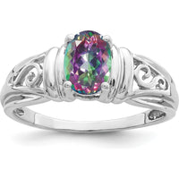 14K White Gold Solitaire Ring with Faceted Mystic Fire Topaz - 1.05 Carat Total Gem Weight by Monteluci Fine Jewelry