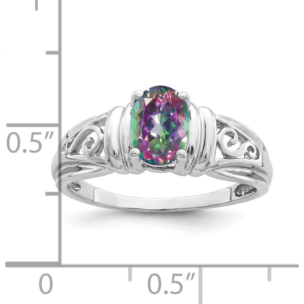 14K White Gold Solitaire Ring with Faceted Mystic Fire Topaz - 1.05 Carat Total Gem Weight by Monteluci Fine Jewelry