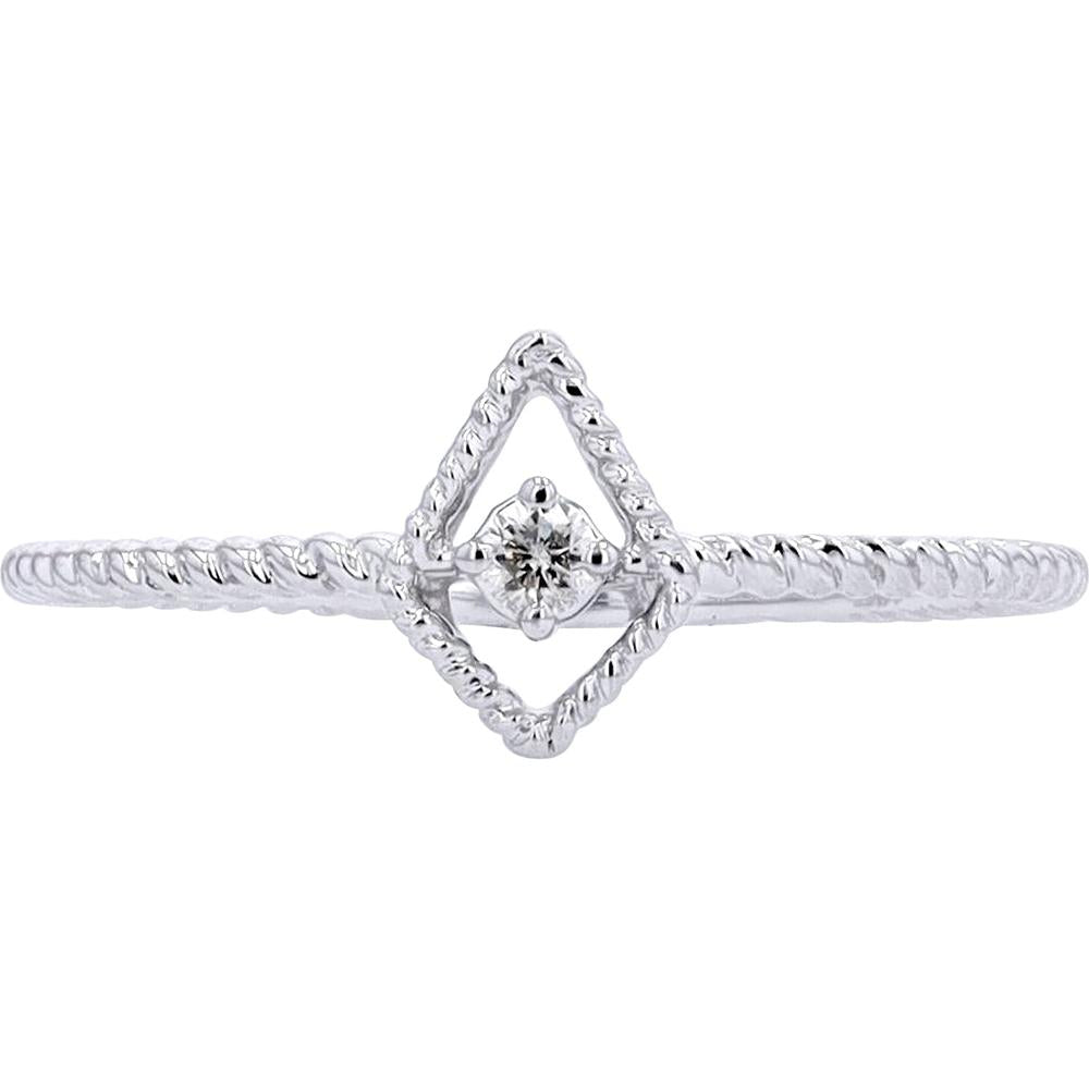 14K White Gold Solitaire Ring with Twisted Band and 0.04-Carat Round Diamond
