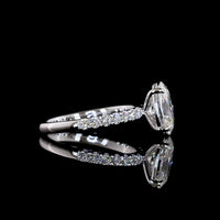 14K White Gold Solitaire Shank Ring with 2.01 Carat Oval Lab Diamond and 0.44 Carat Pave Set Round Brilliant Lab Diamonds - 2.45 Carat Total Diamond Weight - Covaloro Fine Jewelry