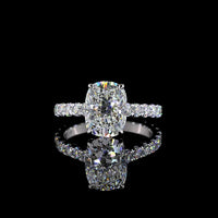 14K White Gold Solitaire Shank Ring with 3.04 Carat Cushion Brilliant Lab Diamond and 0.99 Carat Accent Diamonds - 4.03 Total Carat Weight - Covaloro Fine Jewelry