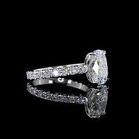 14K White Gold Solitaire Shank Ring with 3.04 Carat Cushion Brilliant Lab Diamond and 0.99 Carat Accent Diamonds - 4.03 Total Carat Weight - Covaloro Fine Jewelry