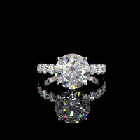14K White Gold Solitaire Shank Ring with 4.16 Carat Round Brilliant Lab Diamond Center and 1.41 Carat Accent Diamonds - 5.57 Carat Total Weight IGI Certified - Covaloro Fine Jewelry