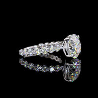 14K White Gold Solitaire Shank Ring with 4.16 Carat Round Brilliant Lab Diamond Center and 1.41 Carat Accent Diamonds - 5.57 Carat Total Weight IGI Certified - Covaloro Fine Jewelry