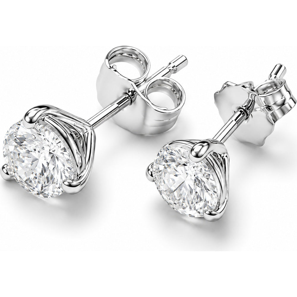 14K White Gold Solitaire Stud Earrings with Prong-Set Oval Lab-Grown Diamonds - 2.04 Carat Total Diamond Weight by Auriventus