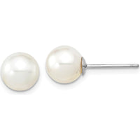 14K White Gold South Sea Saltwater Cultured Pearl Post Earrings - 8-9mm Round Pearls by Monteluci Fine Jewelry