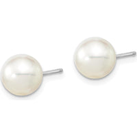 14K White Gold South Sea Saltwater Cultured Pearl Post Earrings - 8-9mm Round Pearls by Monteluci Fine Jewelry