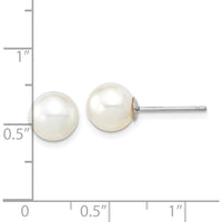14K White Gold South Sea Saltwater Cultured Pearl Post Earrings - 8-9mm Round Pearls by Monteluci Fine Jewelry