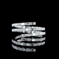 14K White Gold Special Eternity Band with 21 Inclined Half Bezel Set Emerald Cut Lab Diamonds - 1.31 Carats Total Diamond Weight - Covaloro Fine Jewelry