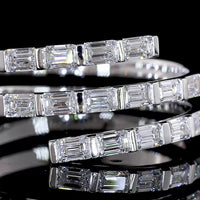 14K White Gold Special Eternity Band with 21 Inclined Half Bezel Set Emerald Cut Lab Diamonds - 1.31 Carats Total Diamond Weight - Covaloro Fine Jewelry
