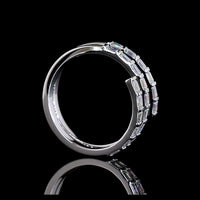 14K White Gold Special Eternity Band with 21 Inclined Half Bezel Set Emerald Cut Lab Diamonds - 1.31 Carats Total Diamond Weight - Covaloro Fine Jewelry