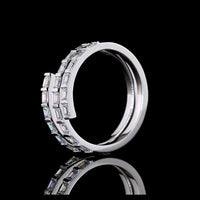14K White Gold Special Eternity Band with 21 Inclined Half Bezel Set Emerald Cut Lab Diamonds - 1.31 Carats Total Diamond Weight - Covaloro Fine Jewelry