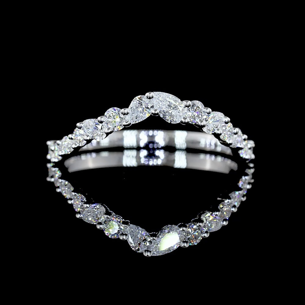 14K White Gold Special Eternity Band with Round and Pear Shaped Lab Diamonds - 0.42 Carat Total Diamond Weight - Covaloro Fine Jewelry