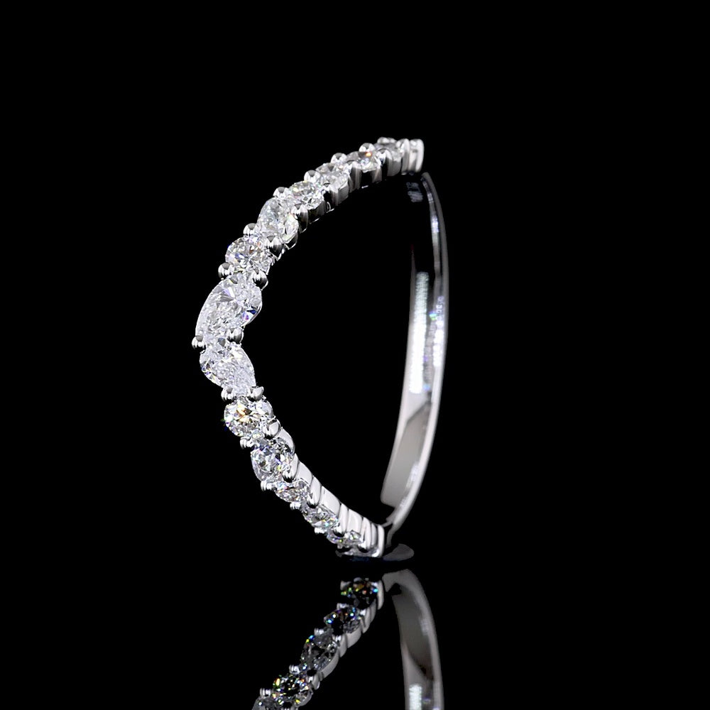 14K White Gold Special Eternity Band with Round and Pear Shaped Lab Diamonds - 0.42 Carat Total Diamond Weight - Covaloro Fine Jewelry