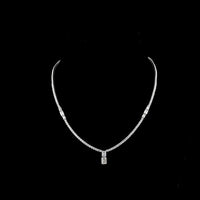 14K White Gold Special Necklace with 1.00 Carats Emerald Cut Lab Diamond and 5.00 Carats Round Brilliant Lab Diamonds - 7.50 Carats Total Diamond Weight - Covaloro Fine Jewelry