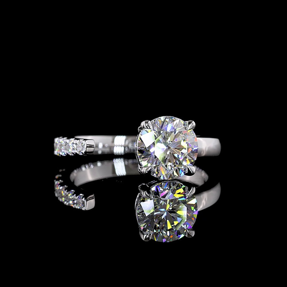 14K White Gold Special Ring with 1.53 Carat Round Brilliant Cut Lab Diamond Center and 0.21 Carat Accent Lab Diamonds - 1.74 Carat Total Diamond Weight - Covaloro Fine Jewelry