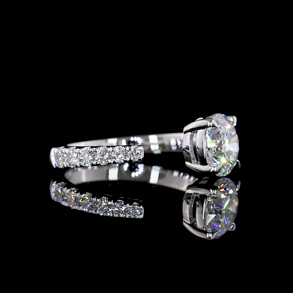 14K White Gold Special Ring with 1.53 Carat Round Brilliant Cut Lab Diamond Center and 0.21 Carat Accent Lab Diamonds - 1.74 Carat Total Diamond Weight - Covaloro Fine Jewelry