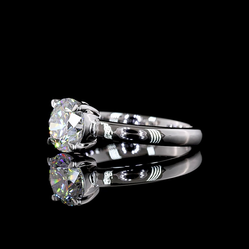 14K White Gold Special Ring with 1.53 Carat Round Brilliant Cut Lab Diamond Center and 0.21 Carat Accent Lab Diamonds - 1.74 Carat Total Diamond Weight - Covaloro Fine Jewelry