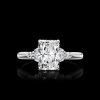 14K White Gold Special Ring with North-South Marquise Cut Lab Diamond and Brilliant Round Accents - 0.25 Carat Total Diamond Weight - Covaloro Fine Jewelry
