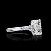 14K White Gold Special Ring with North-South Marquise Cut Lab Diamond and Brilliant Round Accents - 0.25 Carat Total Diamond Weight - Covaloro Fine Jewelry