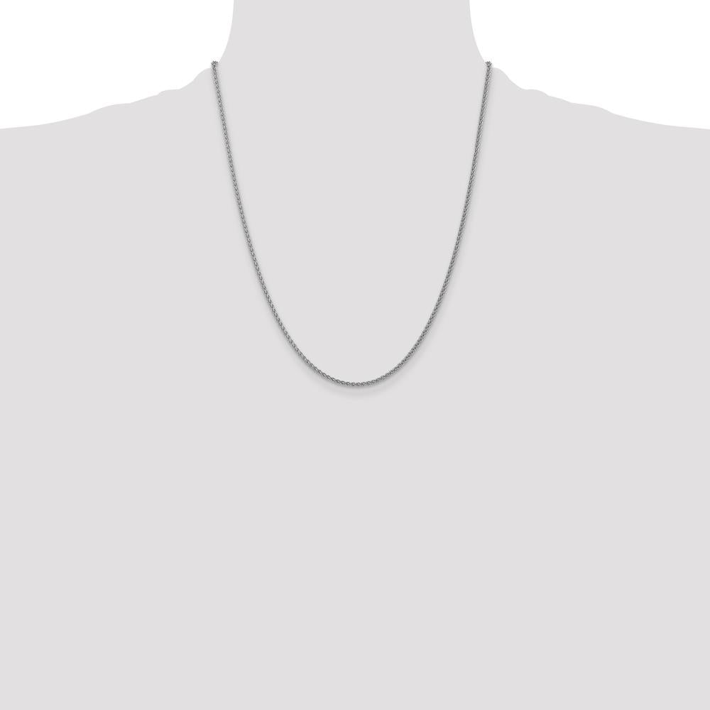14K White Gold Spiga 22" Chain with Spring Ring Clasp - 1.05mm Width by Oro Pregiato