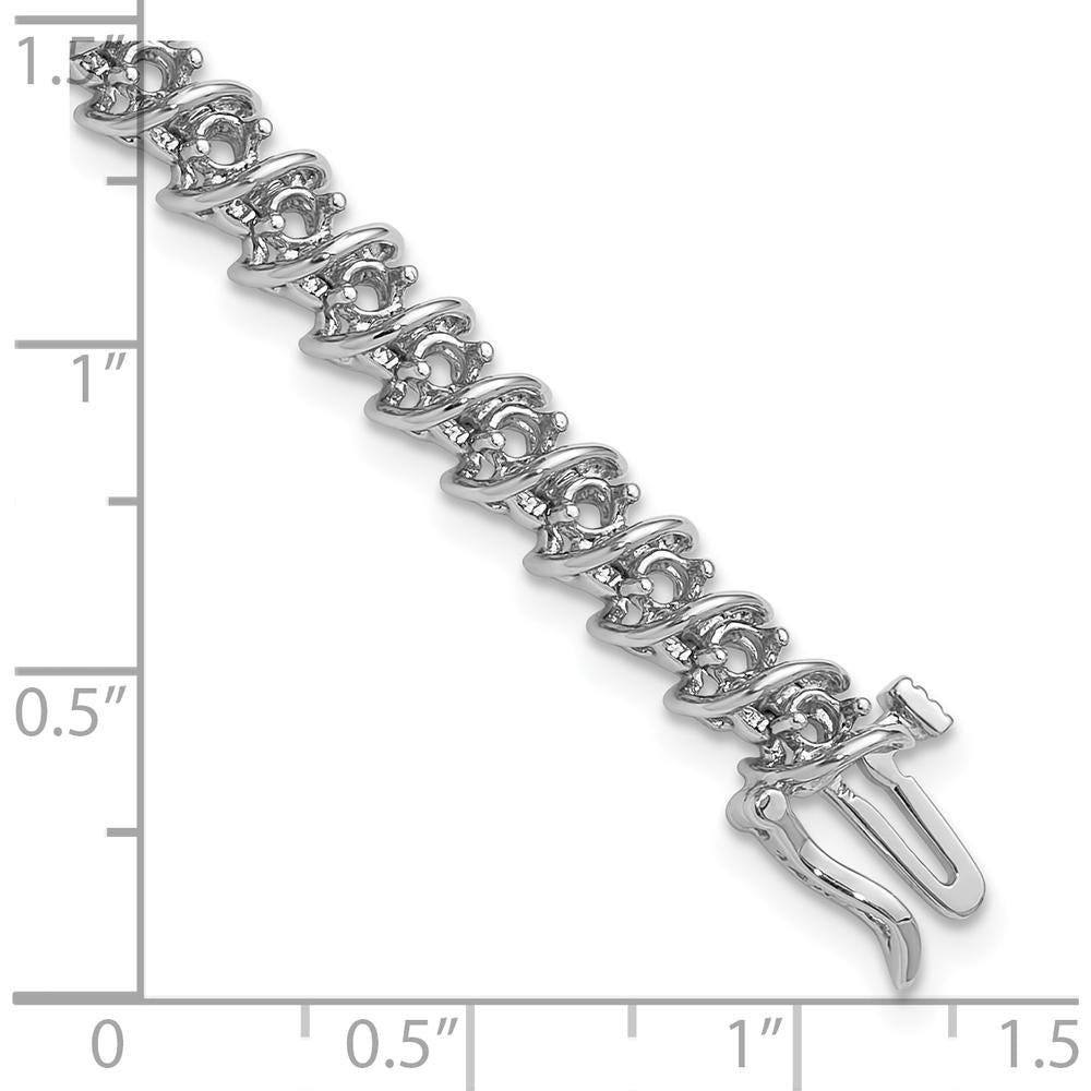 14K White Gold Spiral Tennis Bracelet Mounting with Prong Set Round Diamond Settings - 43 Stones, 2.4mm Each by Monteluci Fine Jewelry