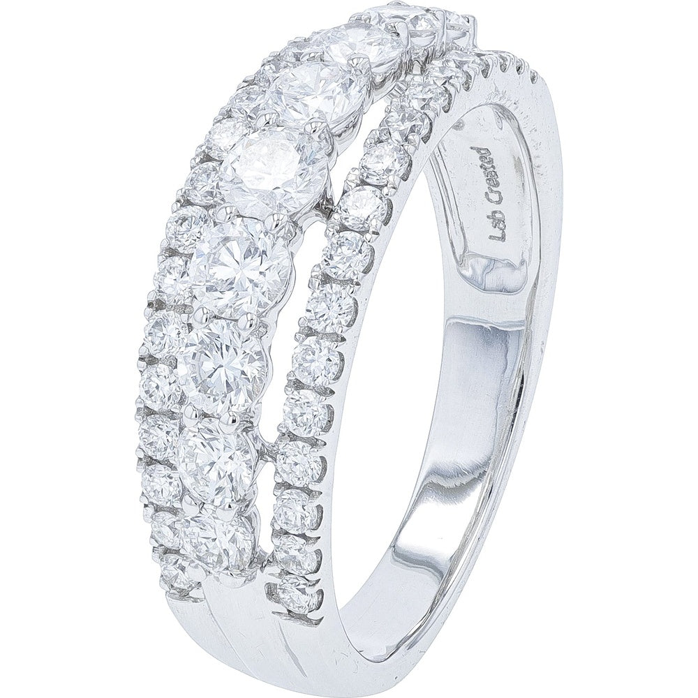 14K White Gold Split Shank Band with Round Cut Lab Grown Diamonds - 1.25 Carat Total Diamond Weight