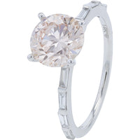 14K White Gold Split Shank Bridal Set with 2.25 Carat Light Pink Lab Grown Diamond and Baguette Accents - 2.75 Carat Total Diamond Weight