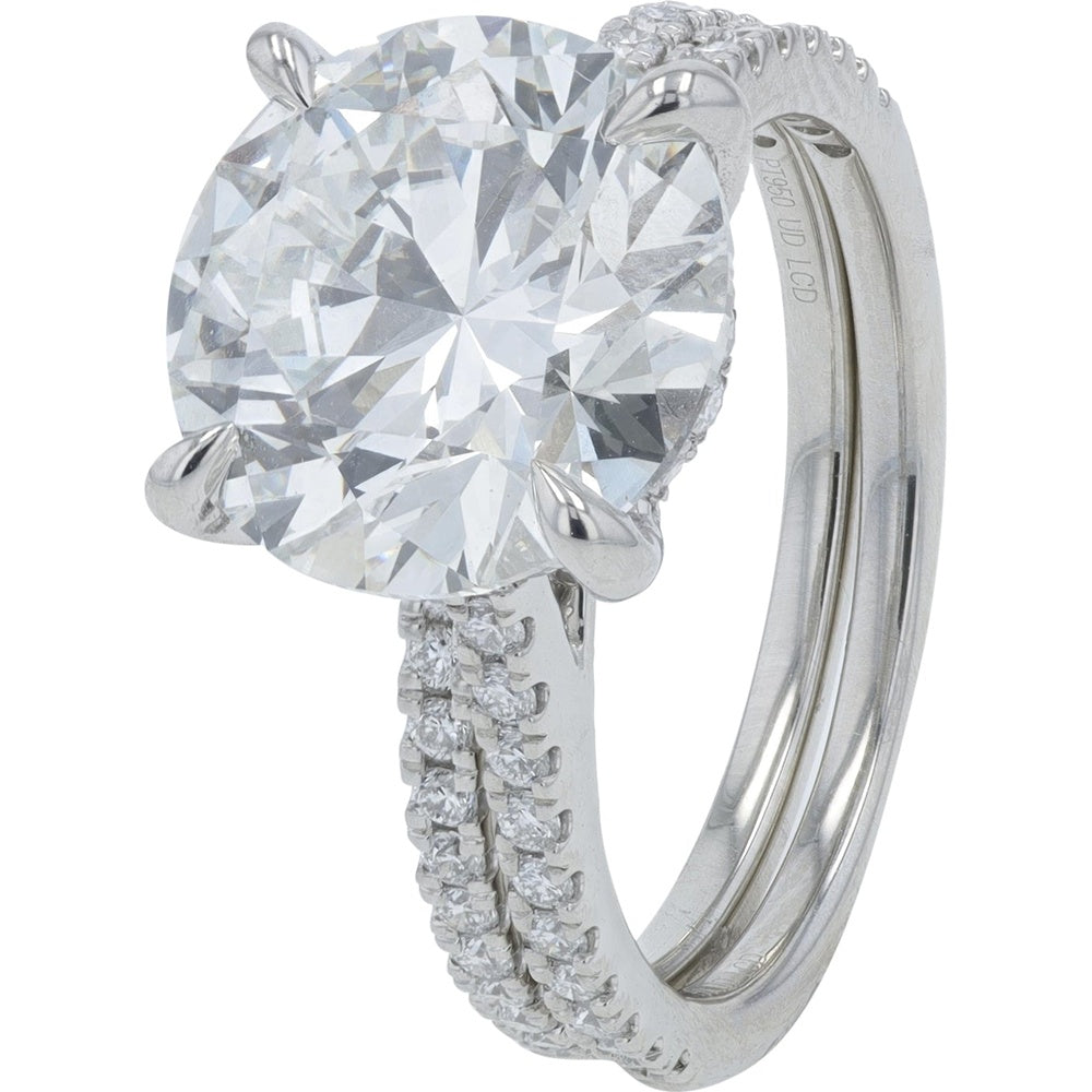 14K White Gold Split-Shank Bridal Set with 5.00 Carat Round Lab Grown Diamond and 0.60 Carat Side Stones - 5.60 Carat Total Diamond Weight