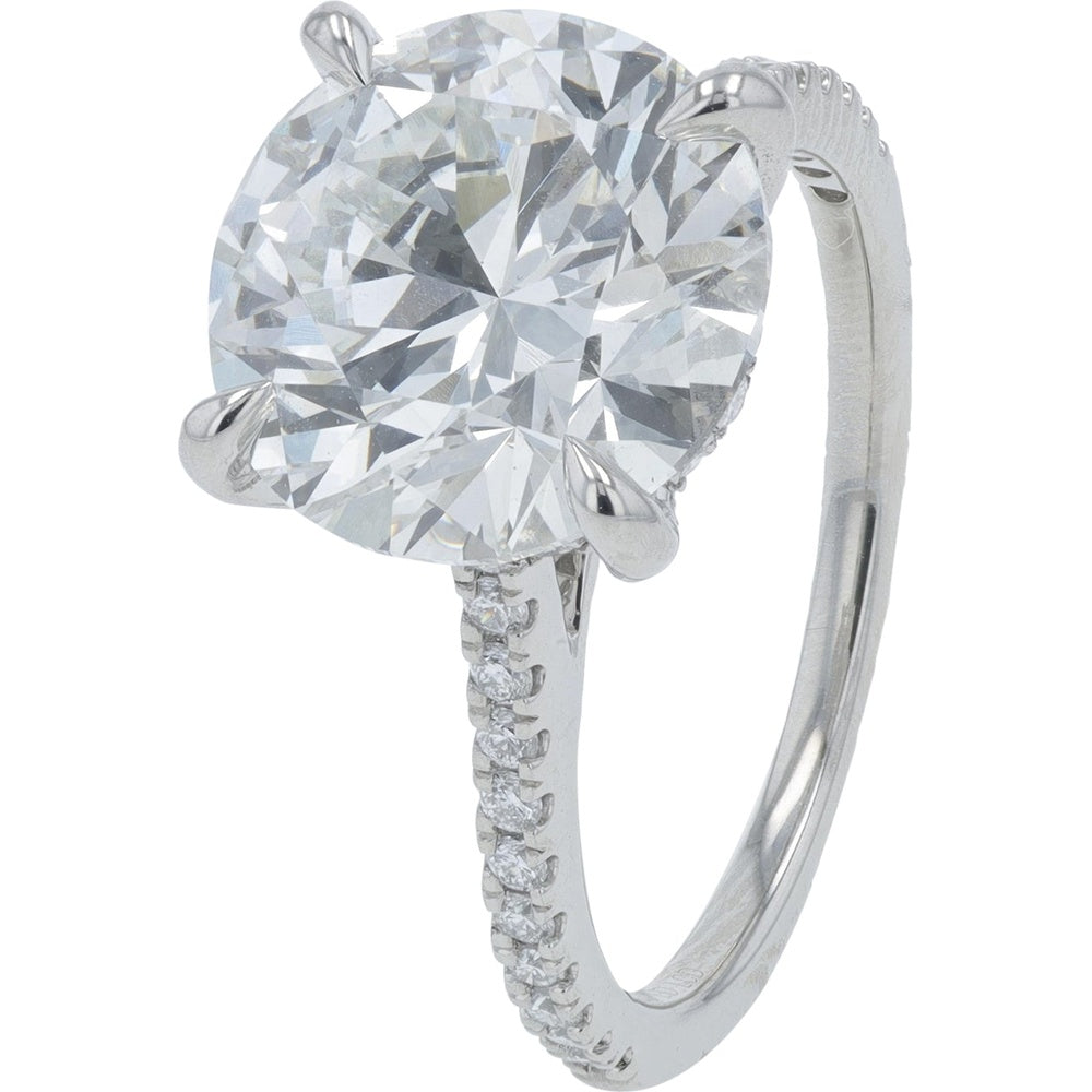 14K White Gold Split-Shank Bridal Set with 5.00 Carat Round Lab Grown Diamond and 0.60 Carat Side Stones - 5.60 Carat Total Diamond Weight